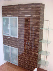 Шкаф навесной (Коричневый зебрано, глянец)