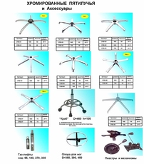 Комплектующие для кресел, столов, барных стульев