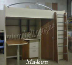 Кровать-чердак с рабочей зоной на заказ