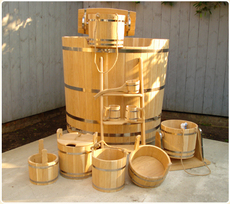 Бондарные изделия: вёдра, шайки, черпаки, ковши, бочки и др