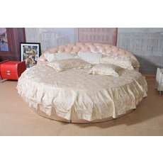 Круглая кожаная кровать Бартоломео (кремовый жемчуг)
