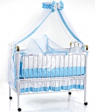 Детская кроватка Geoby TLY-612R B81 (Голубой с белым)