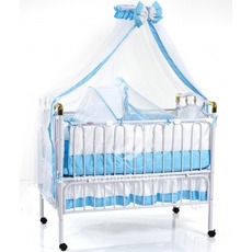 Детская кроватка Geoby TLY-612R B81 (Голубой с белым)