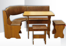 Кухонный уголок, стол и 2 табуретки Ольха Кожзам. Новые