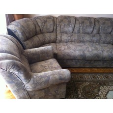 Велюровый бежево-серый гарнитур, диван