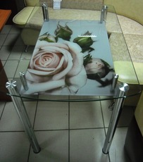 Скляний стіл "Ніжні троянди"