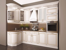 Кухня Грейд цвет Белый патина золото