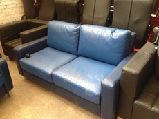 Диван двойной, синий кожзам