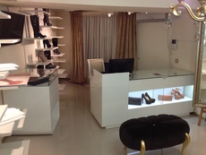 Кассовая тумба с витриной белая глянцевая