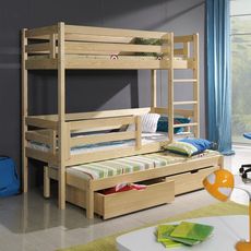 Кровать трехъярусная с ящиками массив сосны